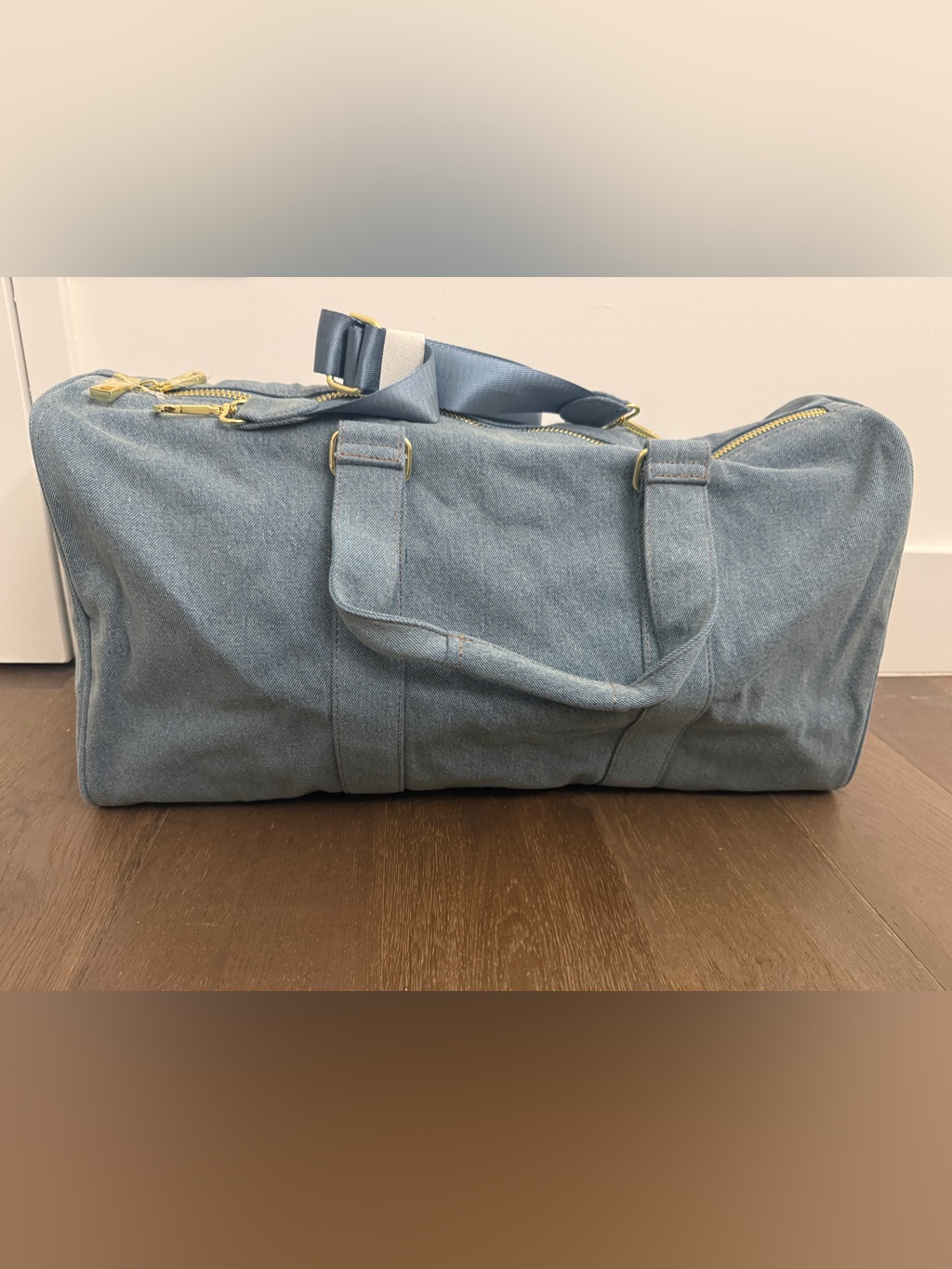 Nwt Stoney Clover Lane Light Blue Denim Weekender Duffel Bag